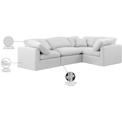 Indulge White Linen Textured Fabric Modular Sectional