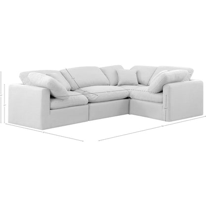 Indulge White Linen Textured Fabric Modular Sectional
