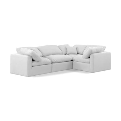 Indulge White Linen Textured Fabric Modular Sectional