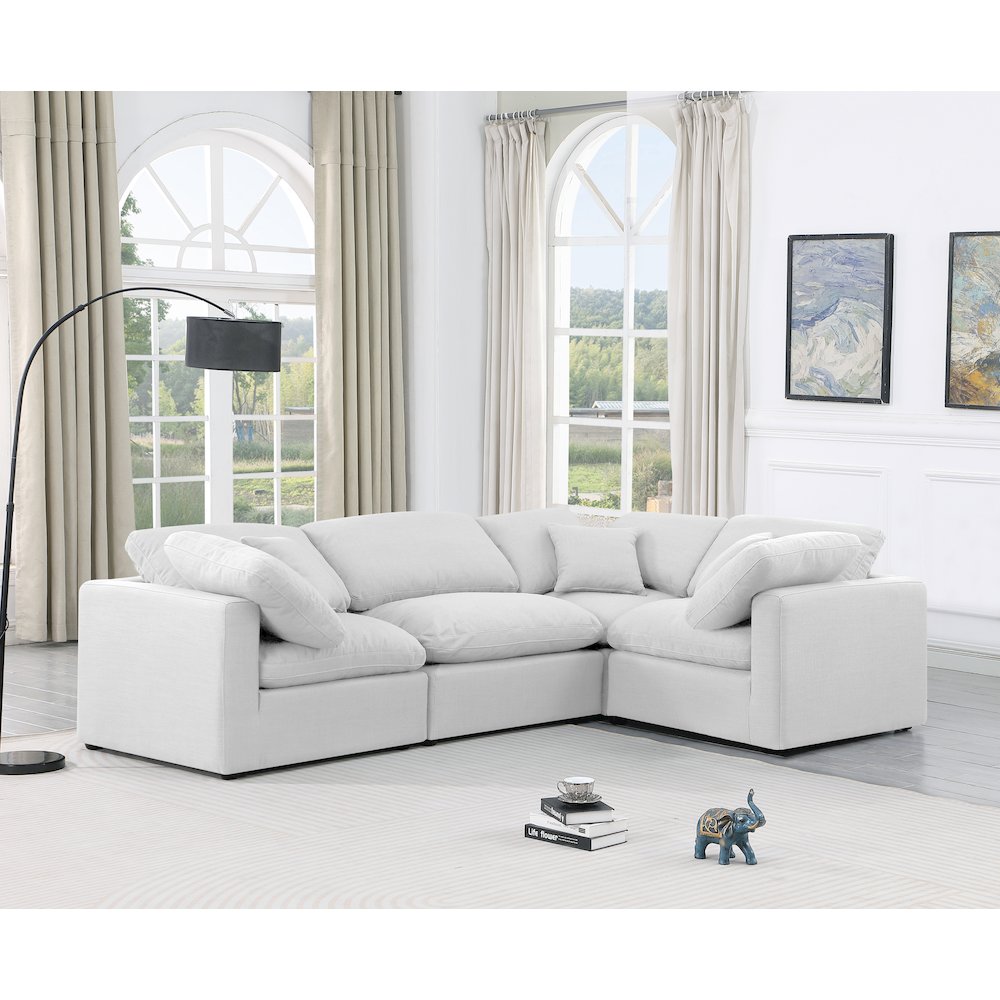 Indulge White Linen Textured Fabric Modular Sectional