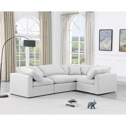 Indulge White Linen Textured Fabric Modular Sectional