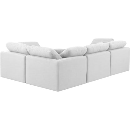 Indulge White Linen Textured Fabric Modular Sectional