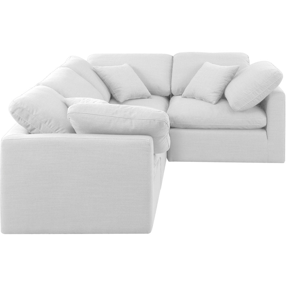 Indulge White Linen Textured Fabric Modular Sectional