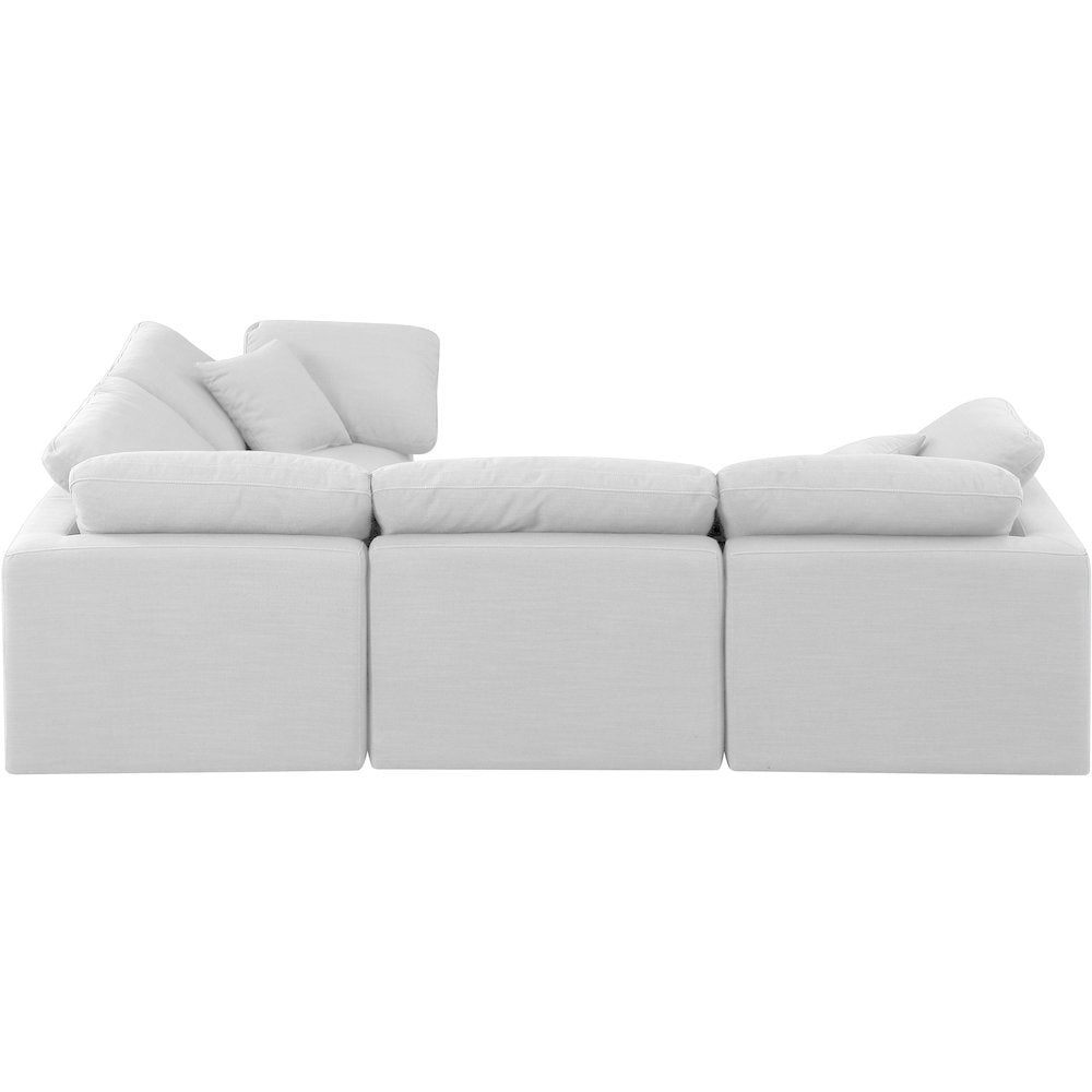 Indulge White Linen Textured Fabric Modular Sectional