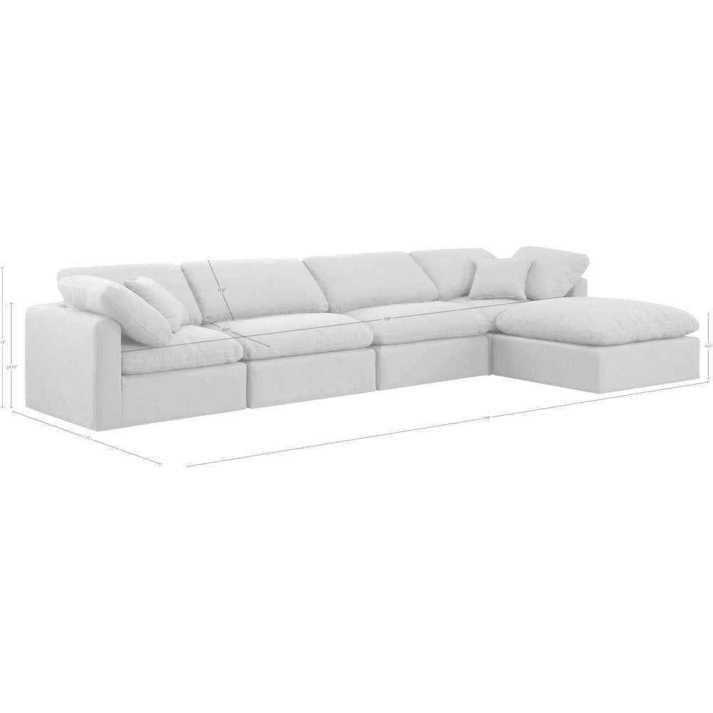 Indulge White Linen Textured Fabric Modular Sectional