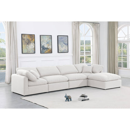 Indulge White Linen Textured Fabric Modular Sectional