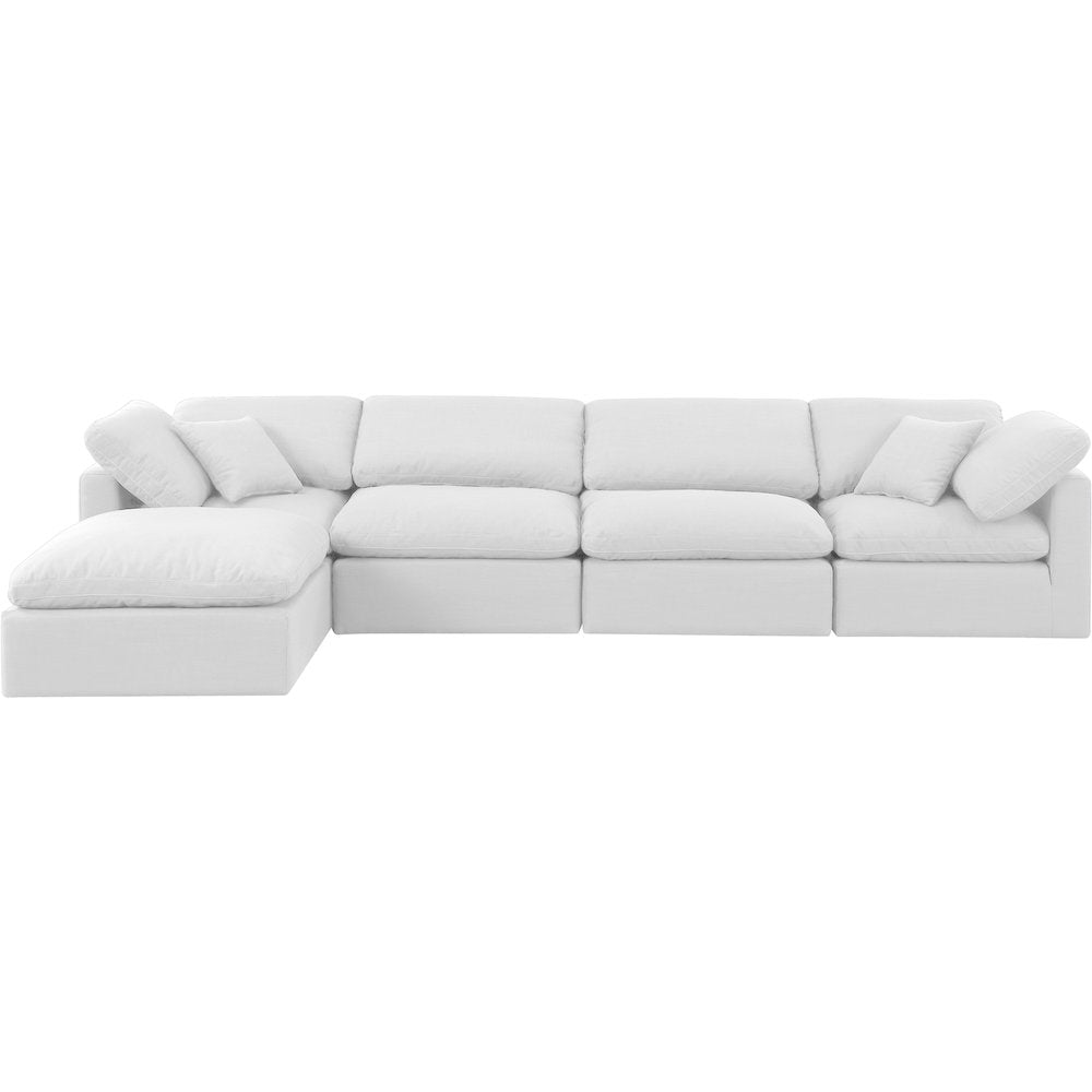 Indulge White Linen Textured Fabric Modular Sectional