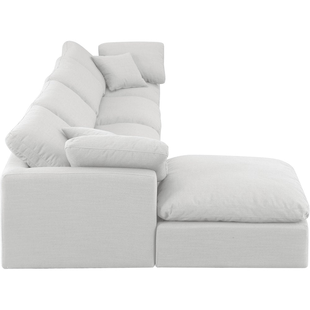 Indulge White Linen Textured Fabric Modular Sectional