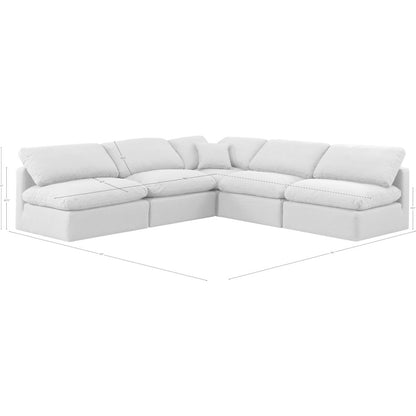 Indulge White Linen Textured Fabric Modular Sectional