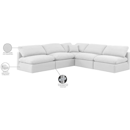 Indulge White Linen Textured Fabric Modular Sectional
