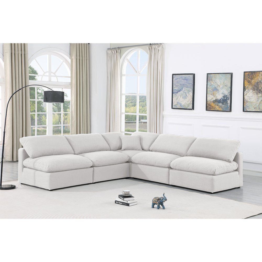 Indulge White Linen Textured Fabric Modular Sectional