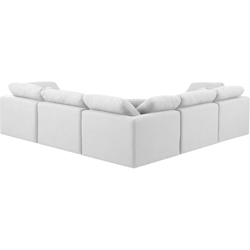 Indulge White Linen Textured Fabric Modular Sectional
