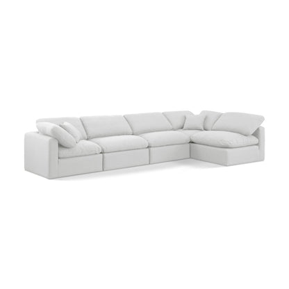 Indulge White Linen Textured Fabric Modular Sectional