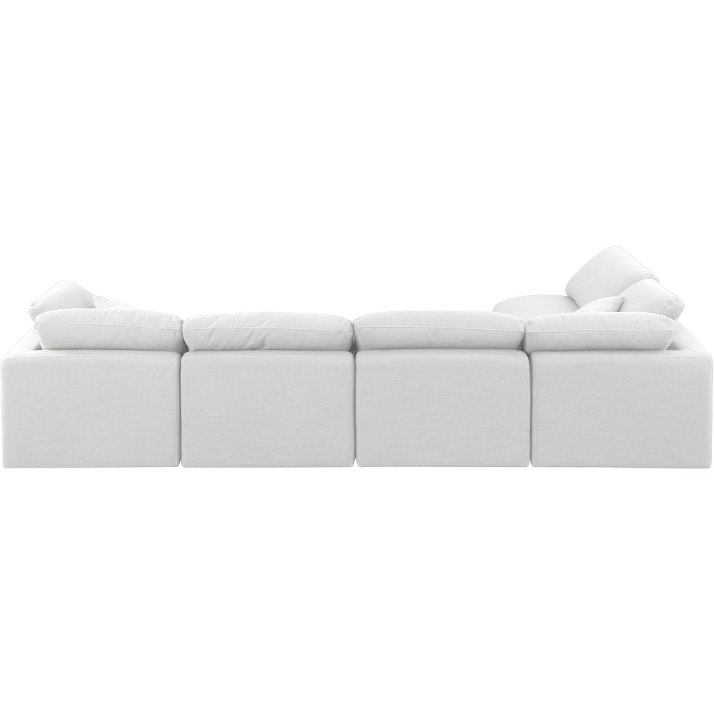 Indulge White Linen Textured Fabric Modular Sectional