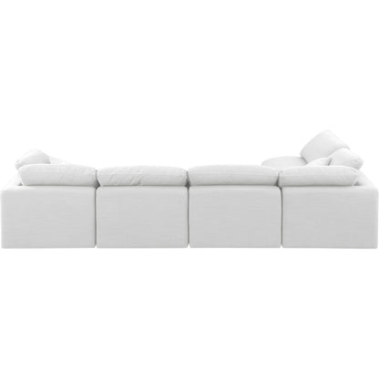 Indulge White Linen Textured Fabric Modular Sectional
