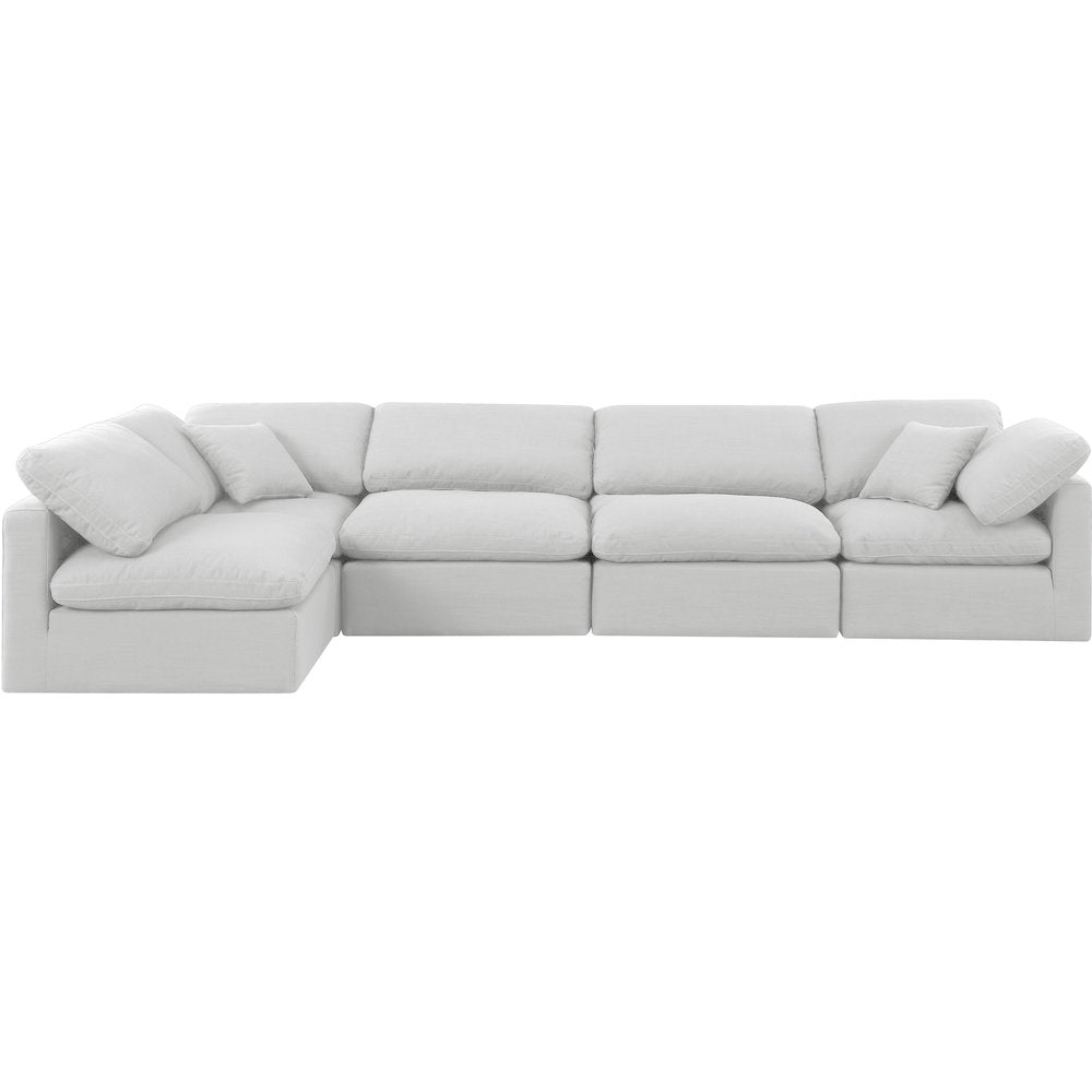 Indulge White Linen Textured Fabric Modular Sectional