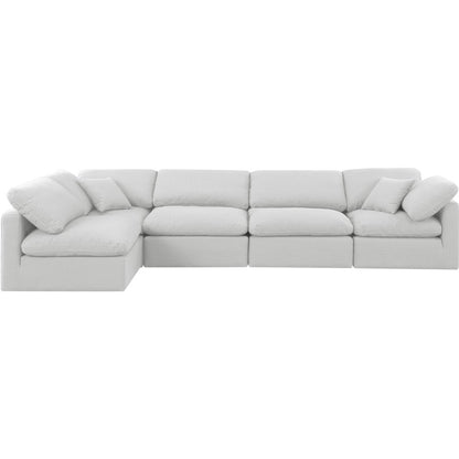Indulge White Linen Textured Fabric Modular Sectional