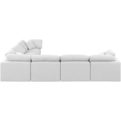 Indulge White Linen Textured Fabric Modular Sectional