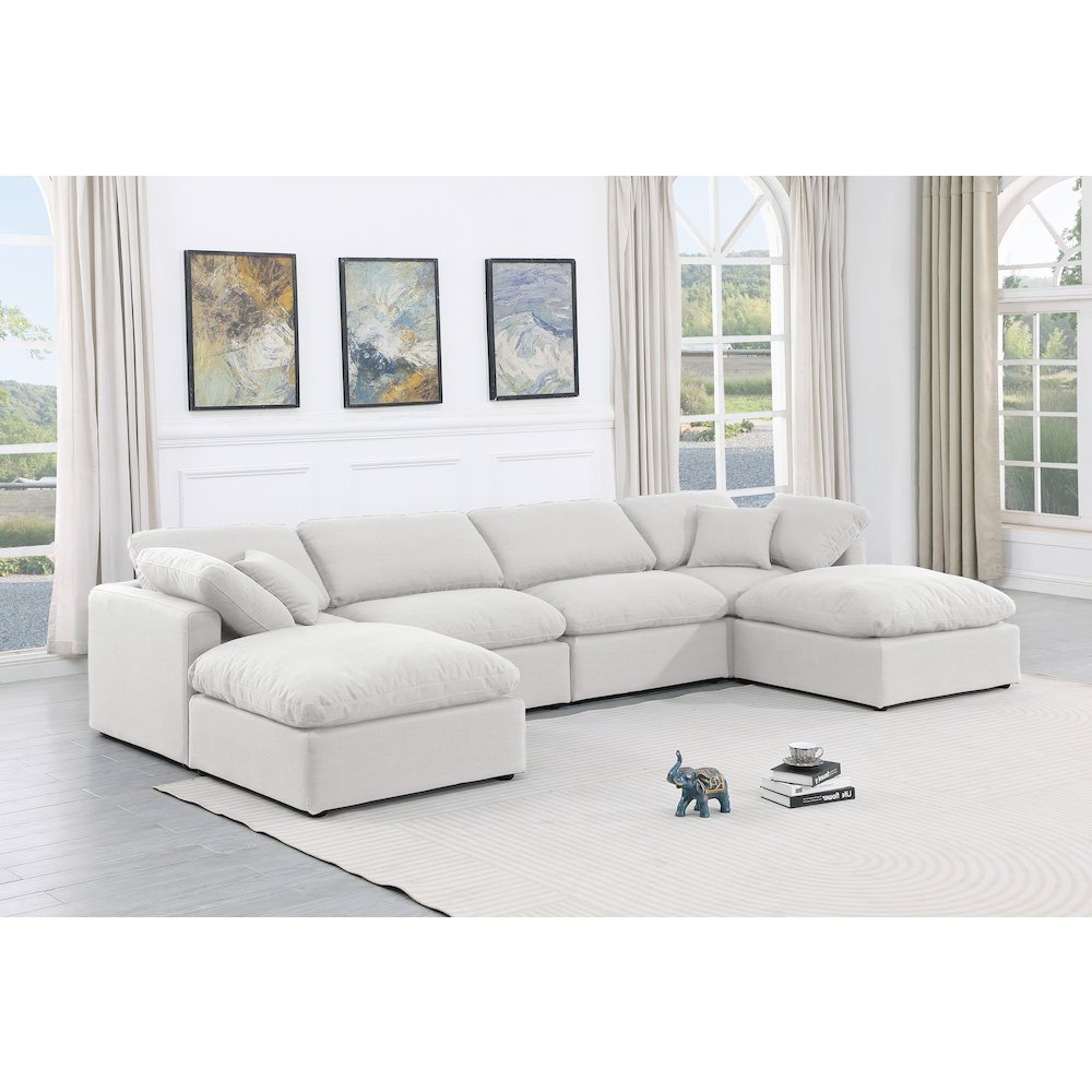 Indulge White Linen Textured Fabric Modular Sectional
