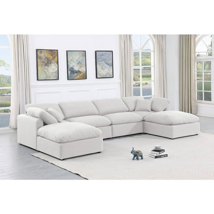 Indulge White Linen Textured Fabric Modular Sectional
