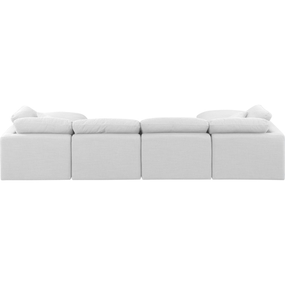 Indulge White Linen Textured Fabric Modular Sectional