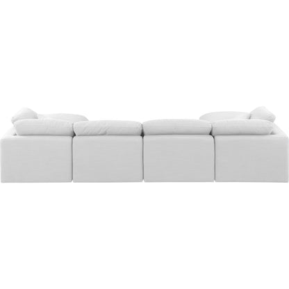 Indulge White Linen Textured Fabric Modular Sectional