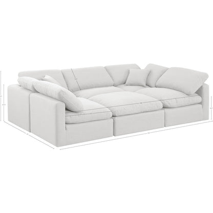 Indulge White Linen Textured Fabric Modular Sectional