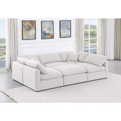 Indulge White Linen Textured Fabric Modular Sectional