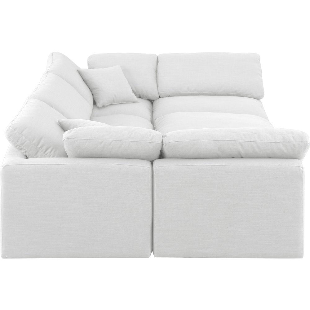 Indulge White Linen Textured Fabric Modular Sectional