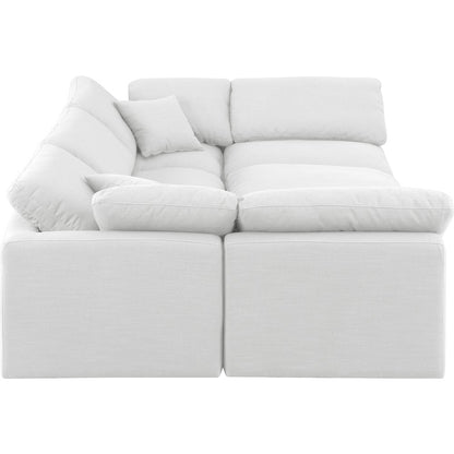 Indulge White Linen Textured Fabric Modular Sectional
