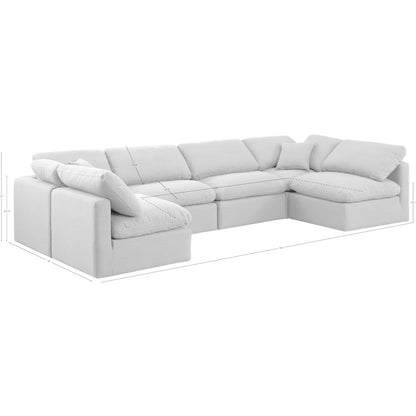 Indulge White Linen Textured Fabric Modular Sectional