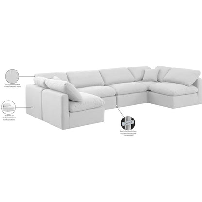 Indulge White Linen Textured Fabric Modular Sectional