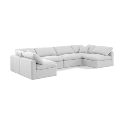 Indulge White Linen Textured Fabric Modular Sectional