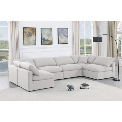 Indulge White Linen Textured Fabric Modular Sectional