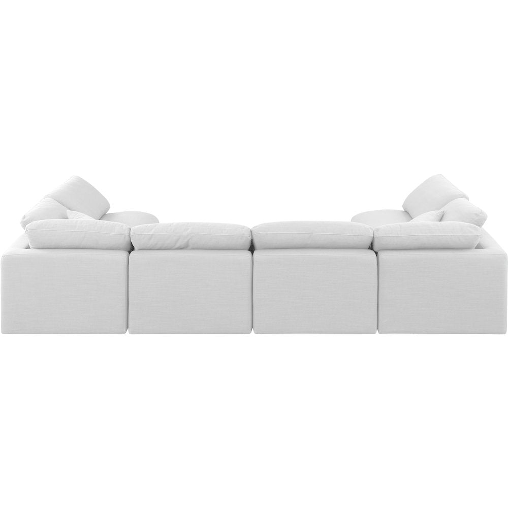 Indulge White Linen Textured Fabric Modular Sectional