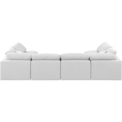 Indulge White Linen Textured Fabric Modular Sectional