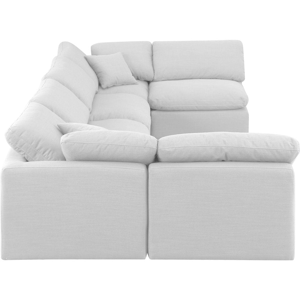 Indulge White Linen Textured Fabric Modular Sectional