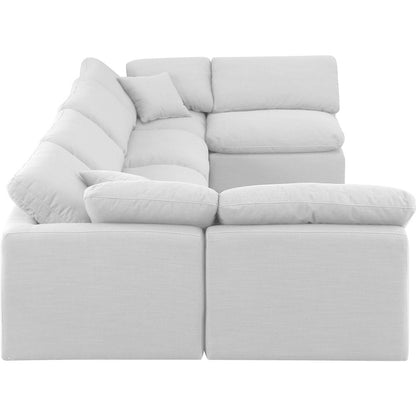 Indulge White Linen Textured Fabric Modular Sectional