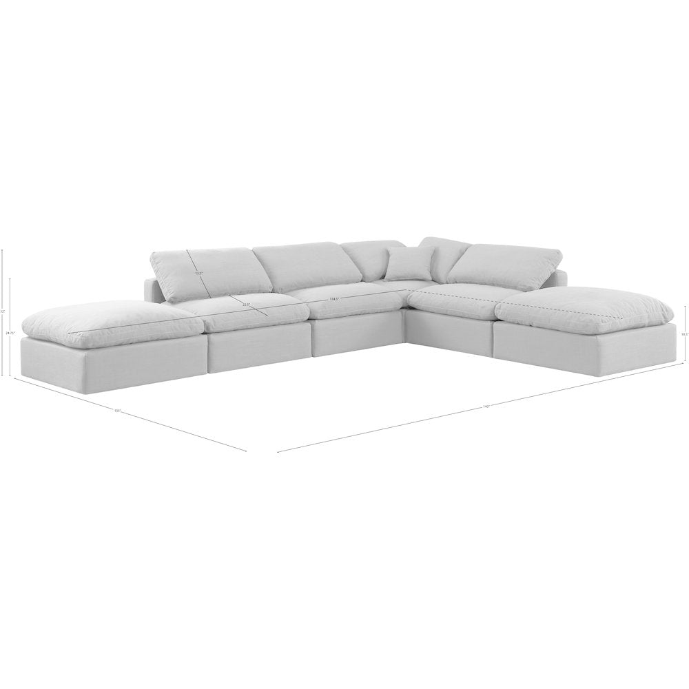 Indulge White Linen Textured Fabric Modular Sectional