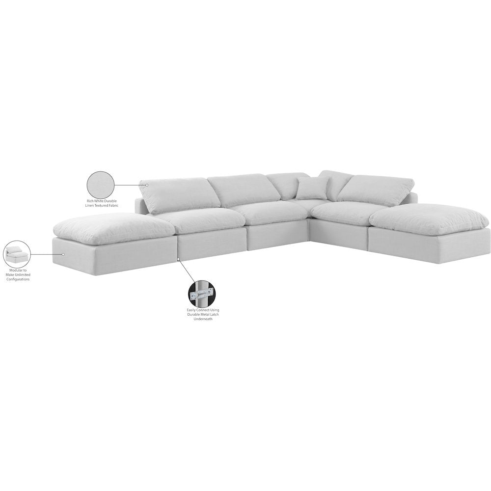 Indulge White Linen Textured Fabric Modular Sectional