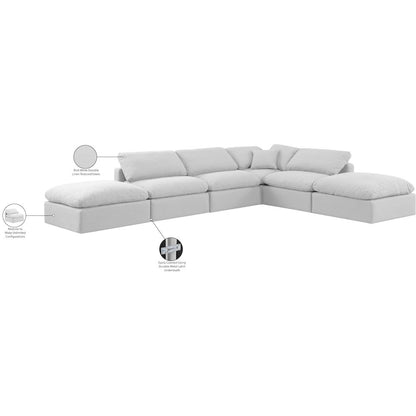 Indulge White Linen Textured Fabric Modular Sectional
