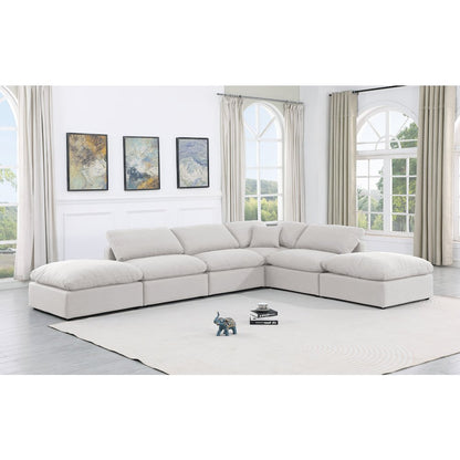 Indulge White Linen Textured Fabric Modular Sectional