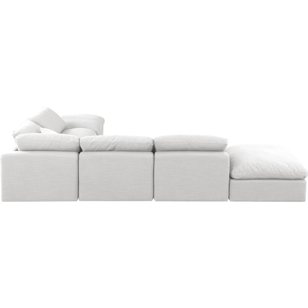 Indulge White Linen Textured Fabric Modular Sectional