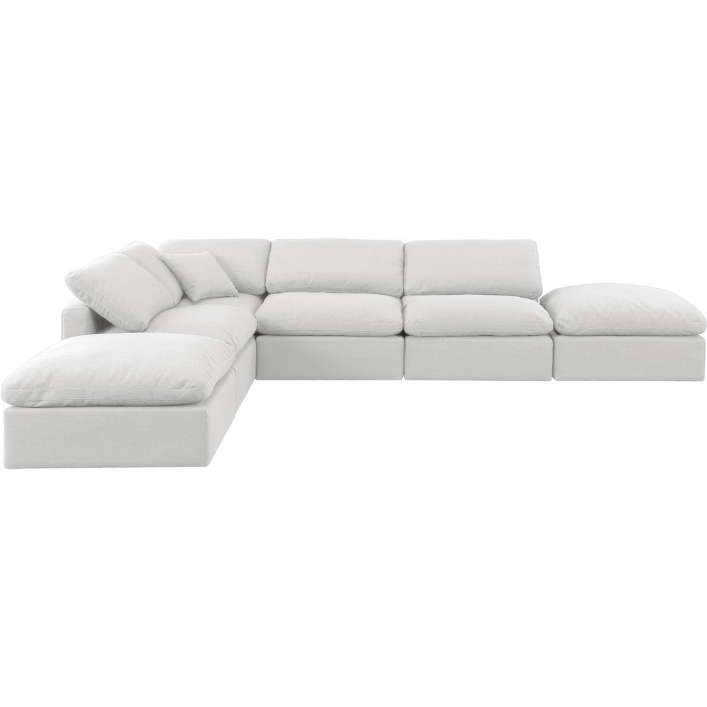 Indulge White Linen Textured Fabric Modular Sectional