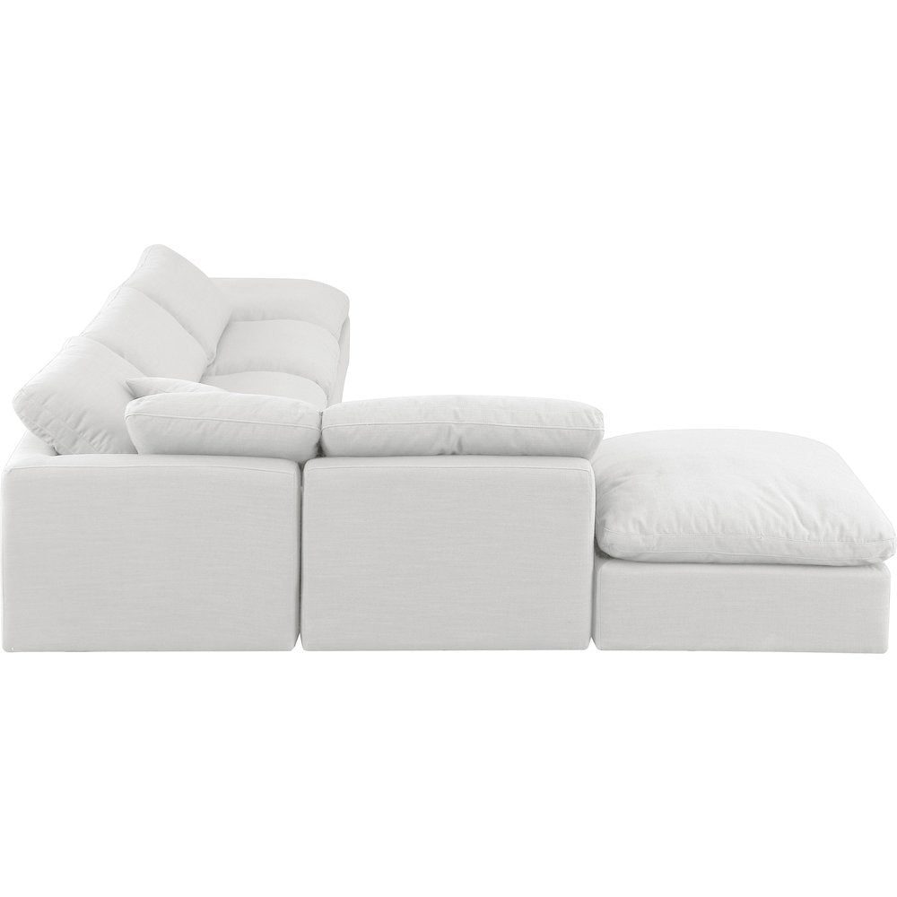 Indulge White Linen Textured Fabric Modular Sectional