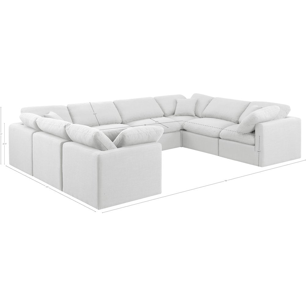 Indulge White Linen Textured Fabric Modular Sectional