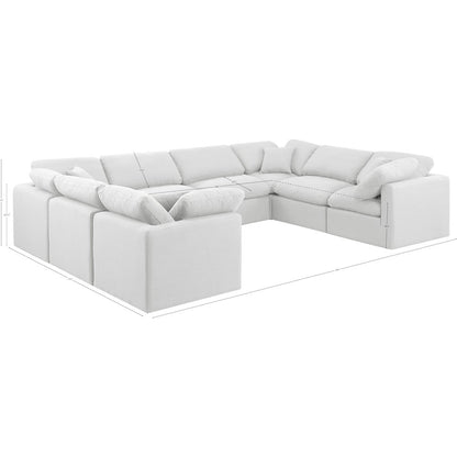 Indulge White Linen Textured Fabric Modular Sectional
