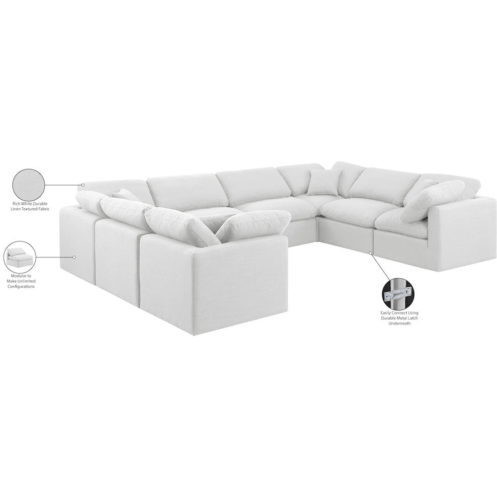 Indulge White Linen Textured Fabric Modular Sectional