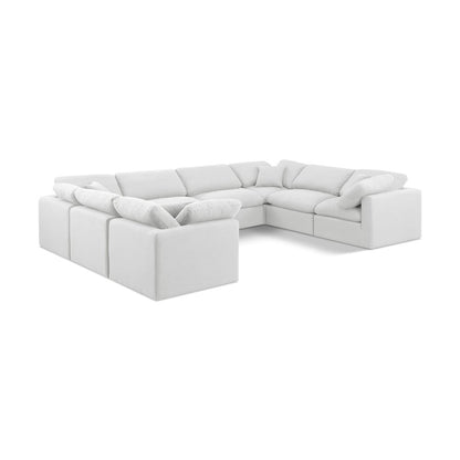 Indulge White Linen Textured Fabric Modular Sectional