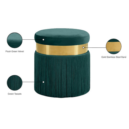 Yasmine Green Velvet Ottoman/Stool